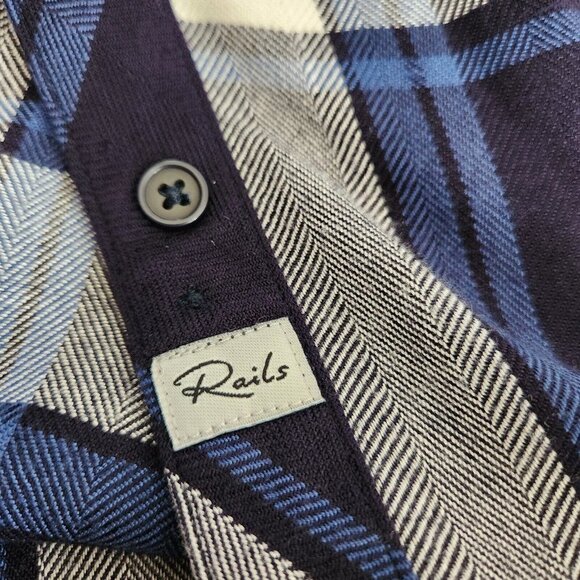 Rails Revolve Jordyn Plaid Long Button Up Shirt Vest Dress Size S Hi-low Blue - Picture 9 of 13